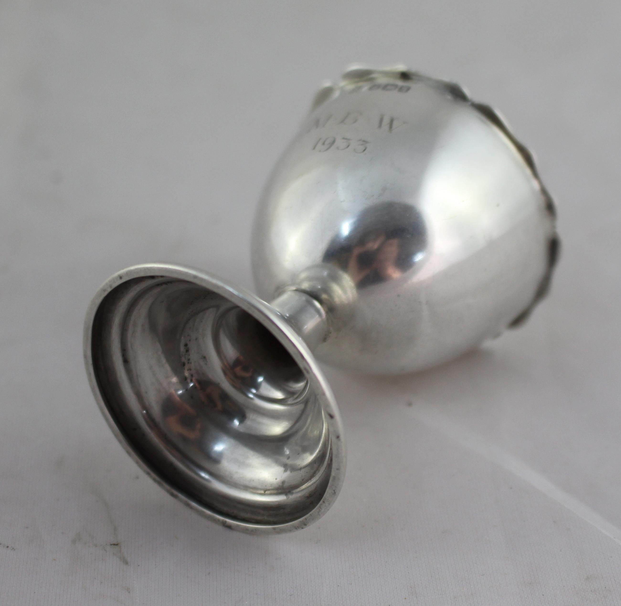 Miniature Silver Footed Cup Sheffield, 1933 For Sale 1