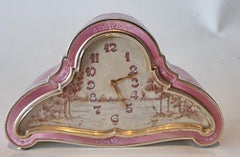 Miniature Silver  gilt and Pink Guilloche enamel Sub miniature Carriage Clock