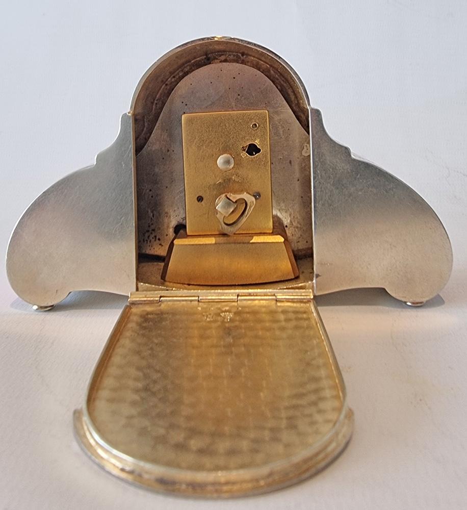 Miniature Silver  gilt and Pink Guilloche enamel Sub miniature Carriage Clock In Good Condition For Sale In London, GB