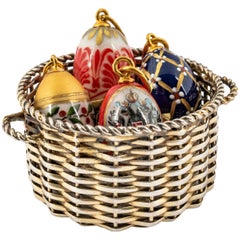 Miniature Silver Gilt Easter Egg Basket, Late 19th Century