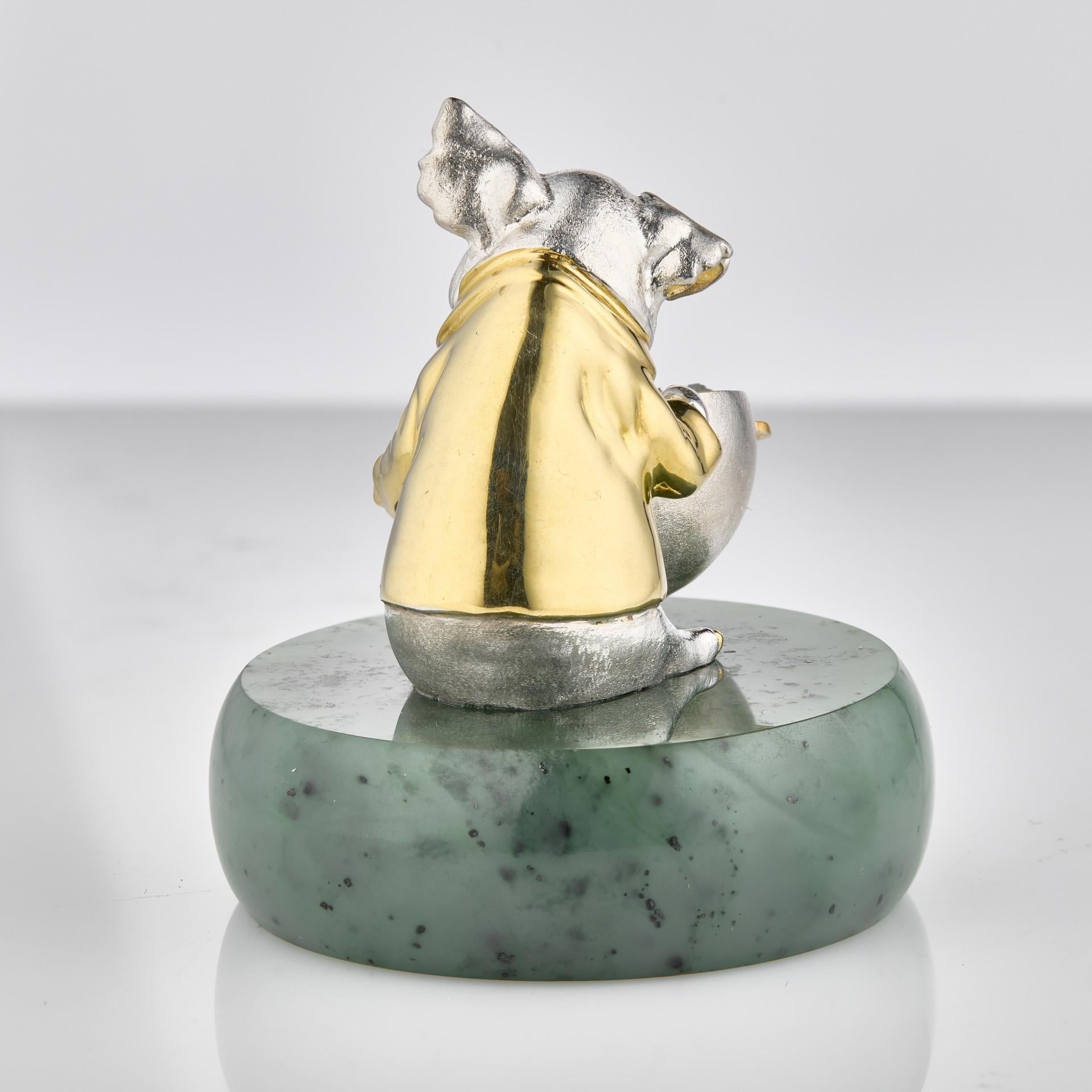 Vergoldeter Miniatur-Schweinekoch mit Gempot von MOISEIKIN (Rohschliff) im Angebot