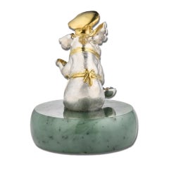Miniature Silver Gold Plated Pig Chef with a Ladle by MOISEIKIN