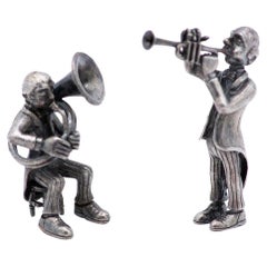 Miniature silver musicians with trumpet and cornet