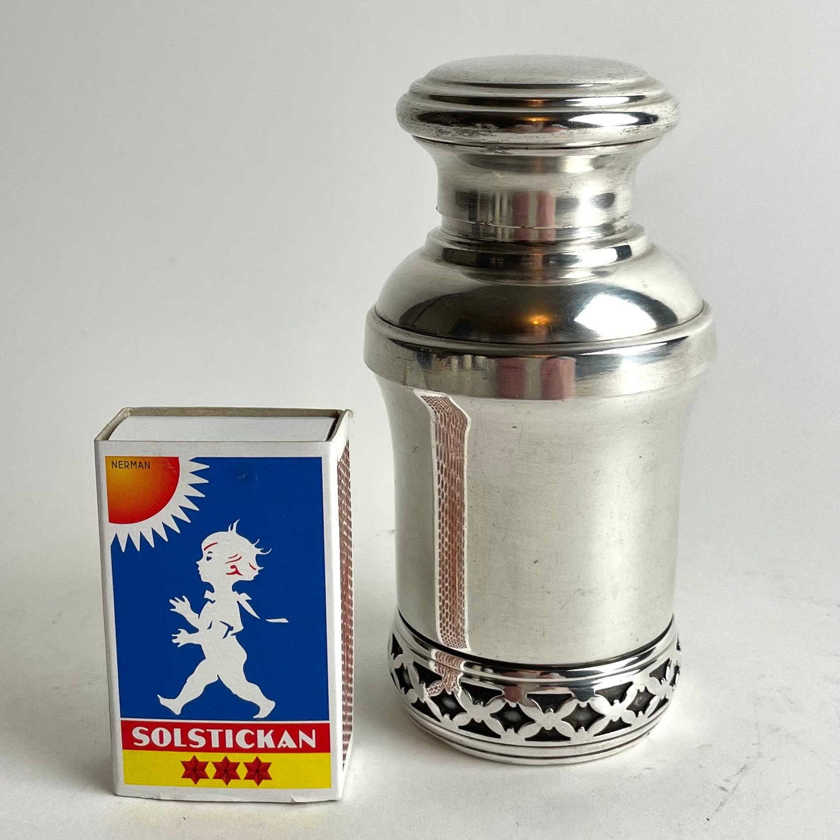 European Miniature Silver-Plated Cocktail Shaker for lemon and lime, Art Deco, 1930s For Sale