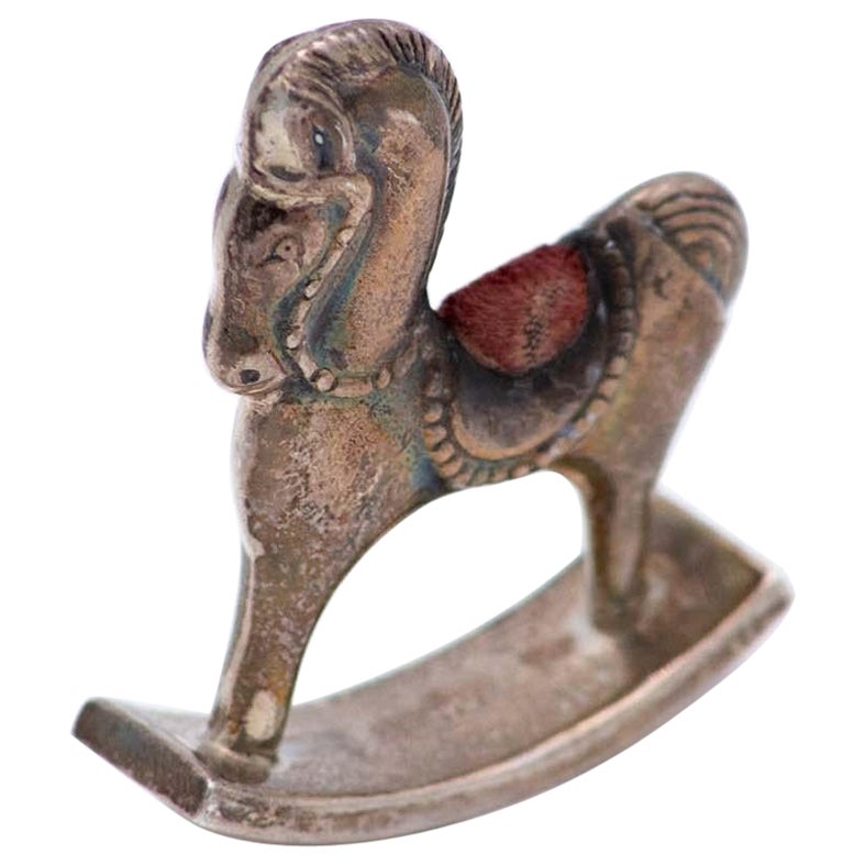 Miniature silver toy horse for pins