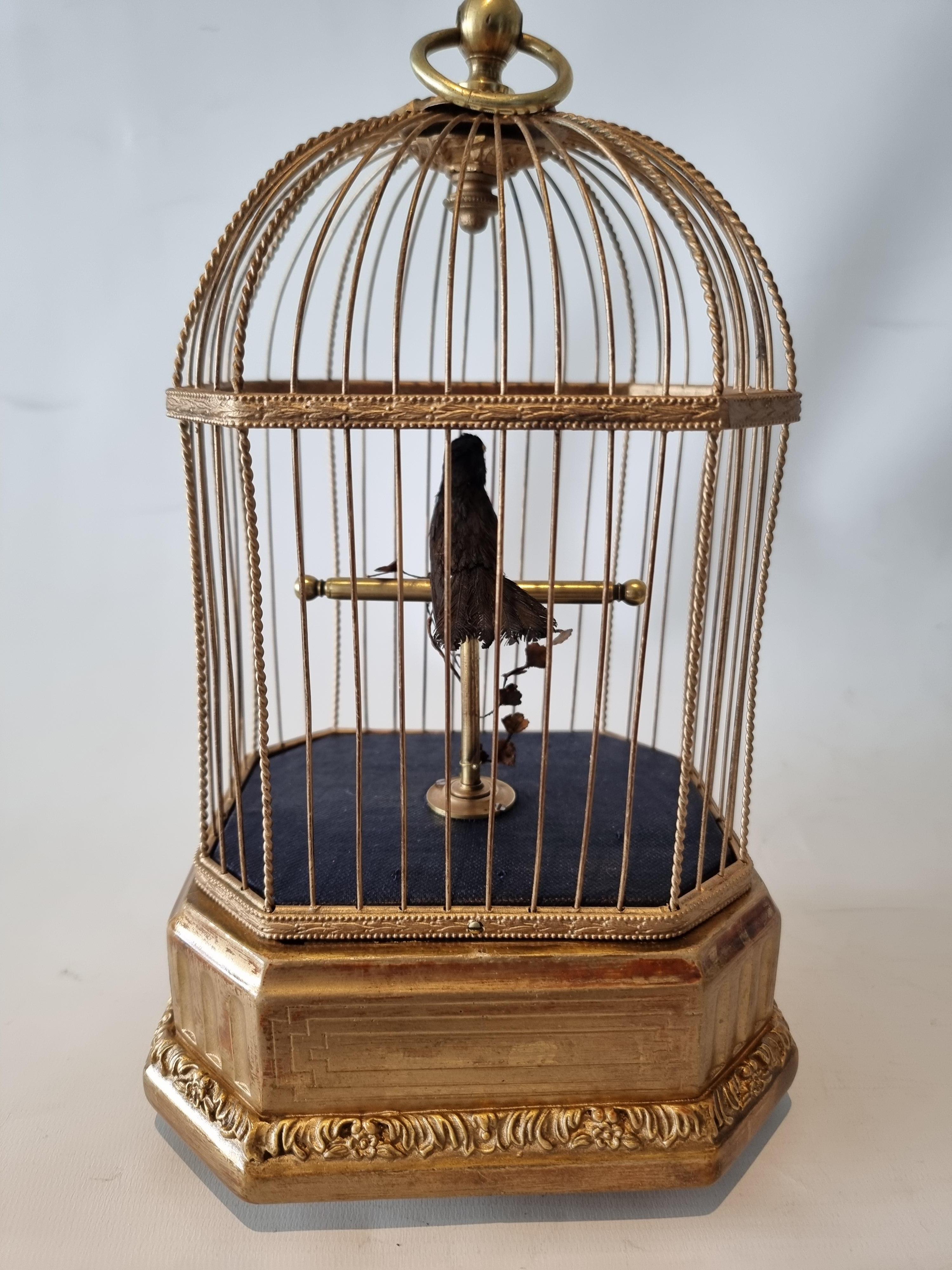 Miniature Singing bird in cage by Karl Griesbaum In Good Condition For Sale In London, GB