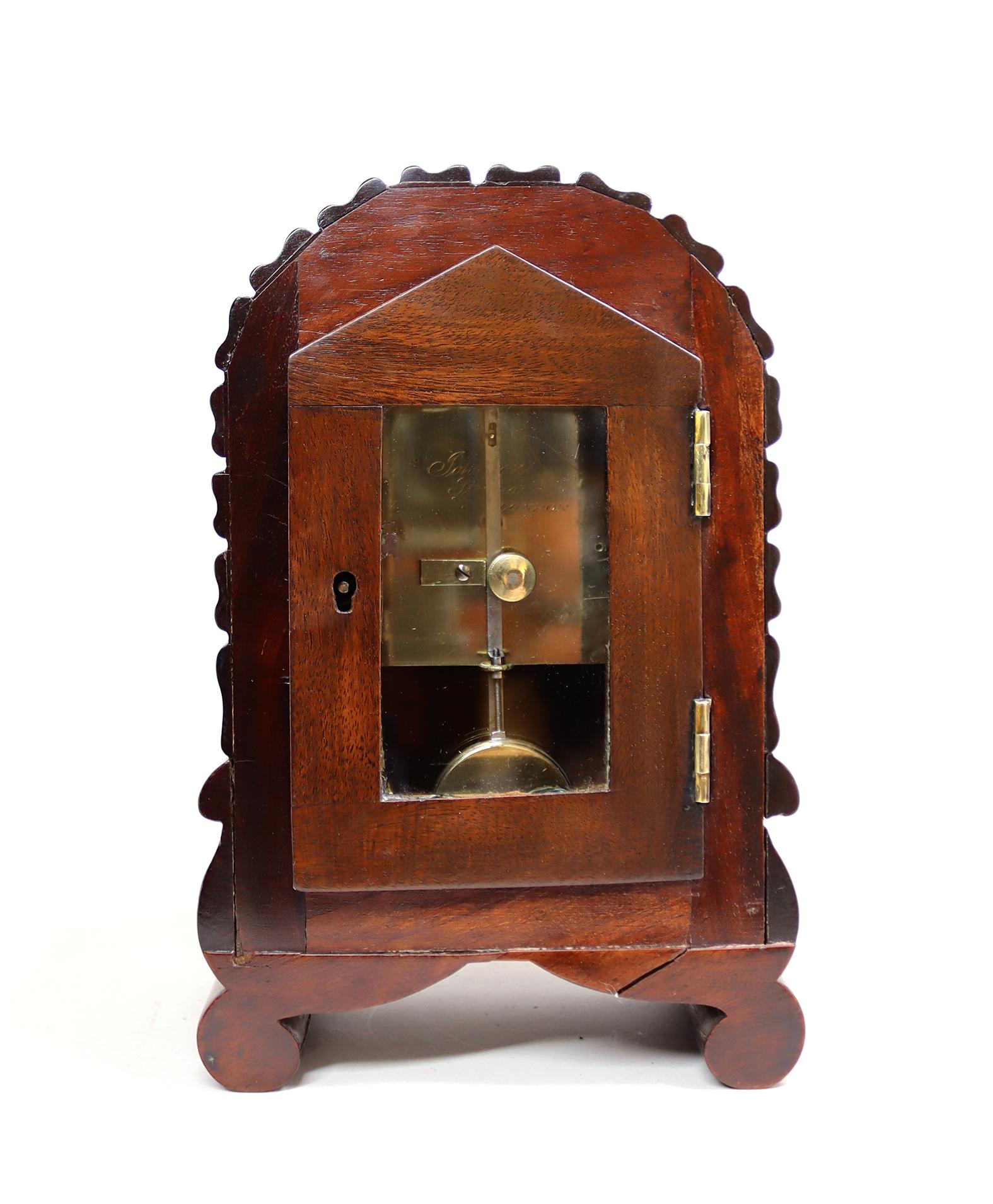 Carved Miniature Single Fusee Bracket Clock By William Johnston, Strand, London For Sale