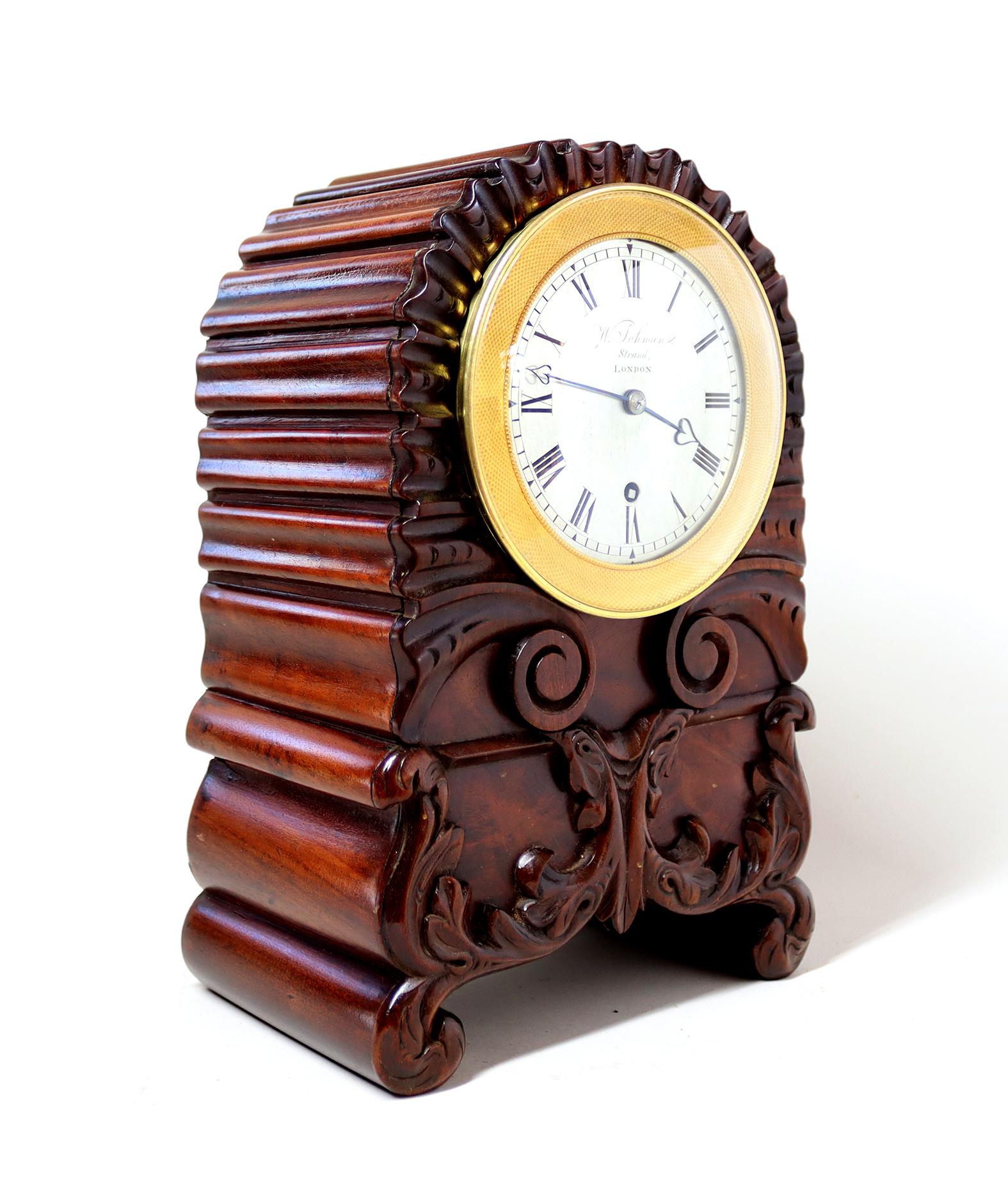 Miniature Single Fusee Bracket Clock von William Johnston, Strand, London (Mittleres 19. Jahrhundert) im Angebot