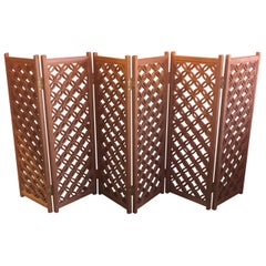 Miniature Six Panel Folding Screen with Circular Design