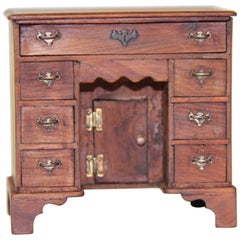 Antique Miniature Small Scale Model of a Yew Wood Kneehole Desk, English, circa 1910