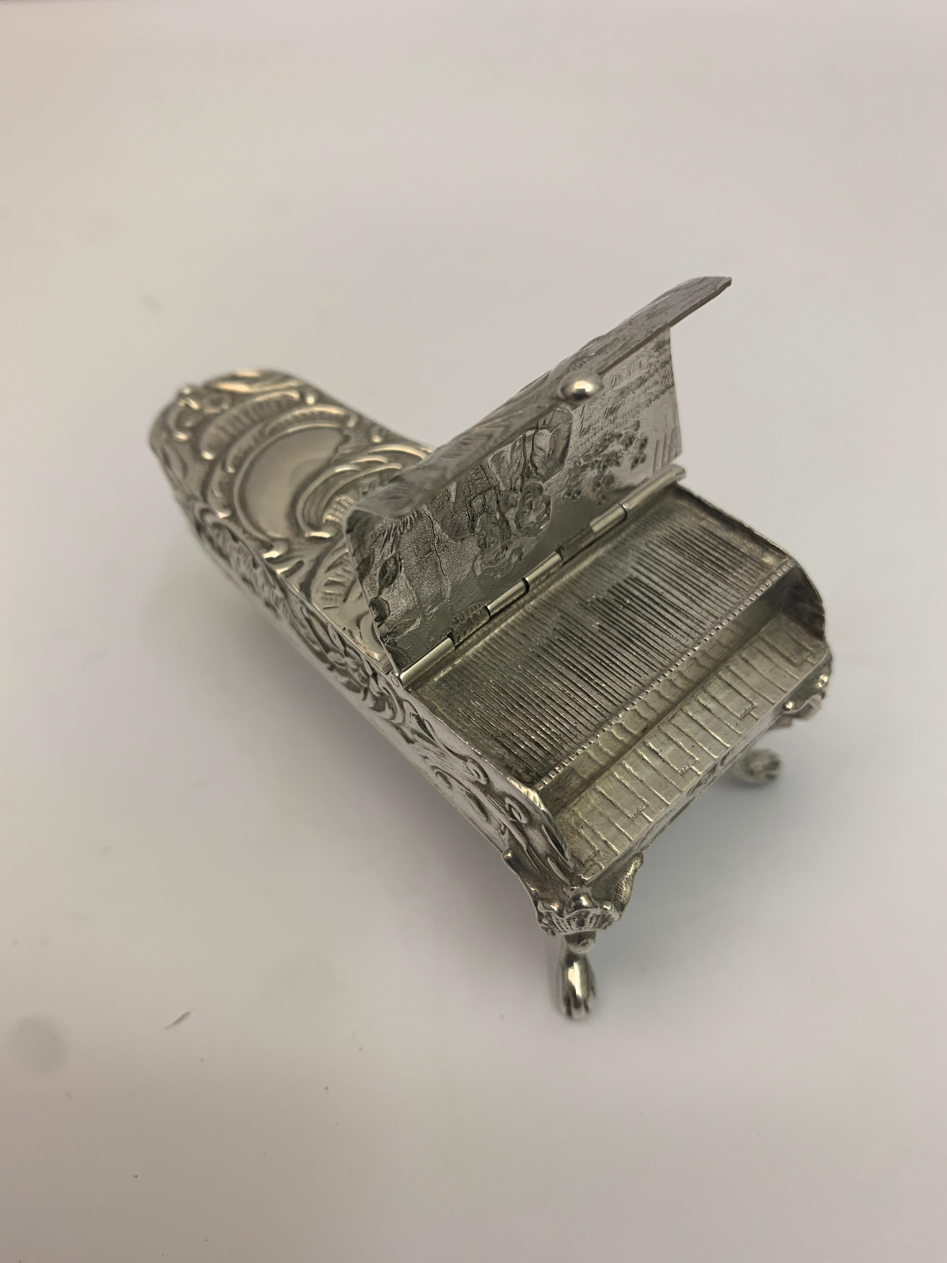Victorian Miniature Small Silver Piano Vesta, circa 1900 For Sale
