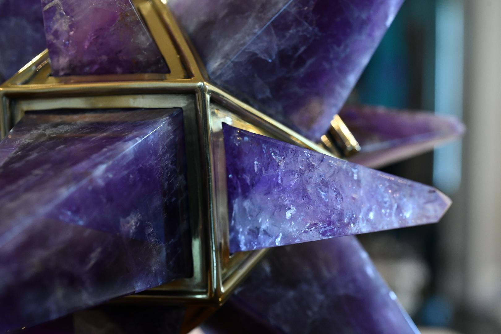 Contemporary Miniature Star Amethyst Quartz Table Light by Phoenix For Sale