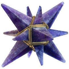 Lampe de bureau miniature en quartz et améthyste en forme d'étoile par Phoenix