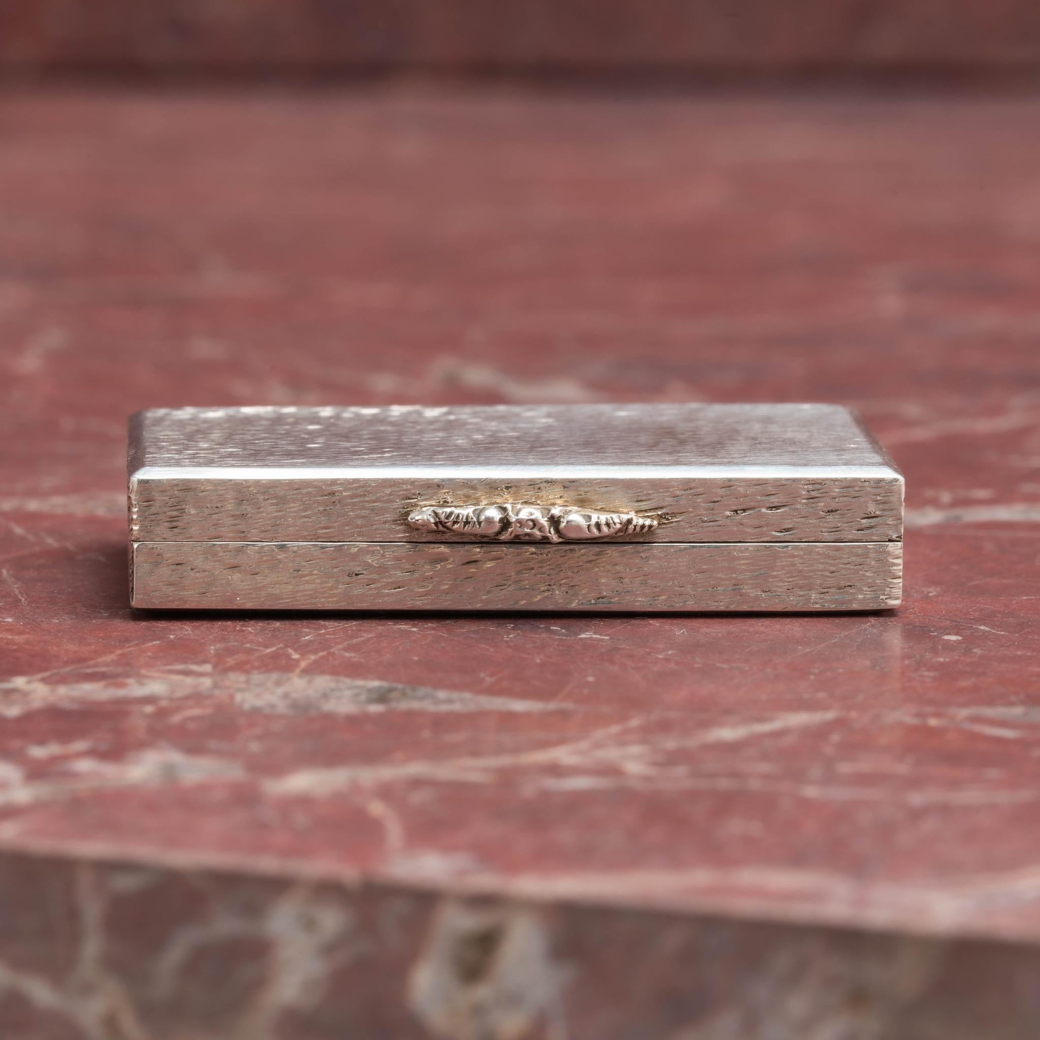 British Miniature Sterling Silver Box with Textured Finish, Hallmarked Birmingham, 1977 For Sale