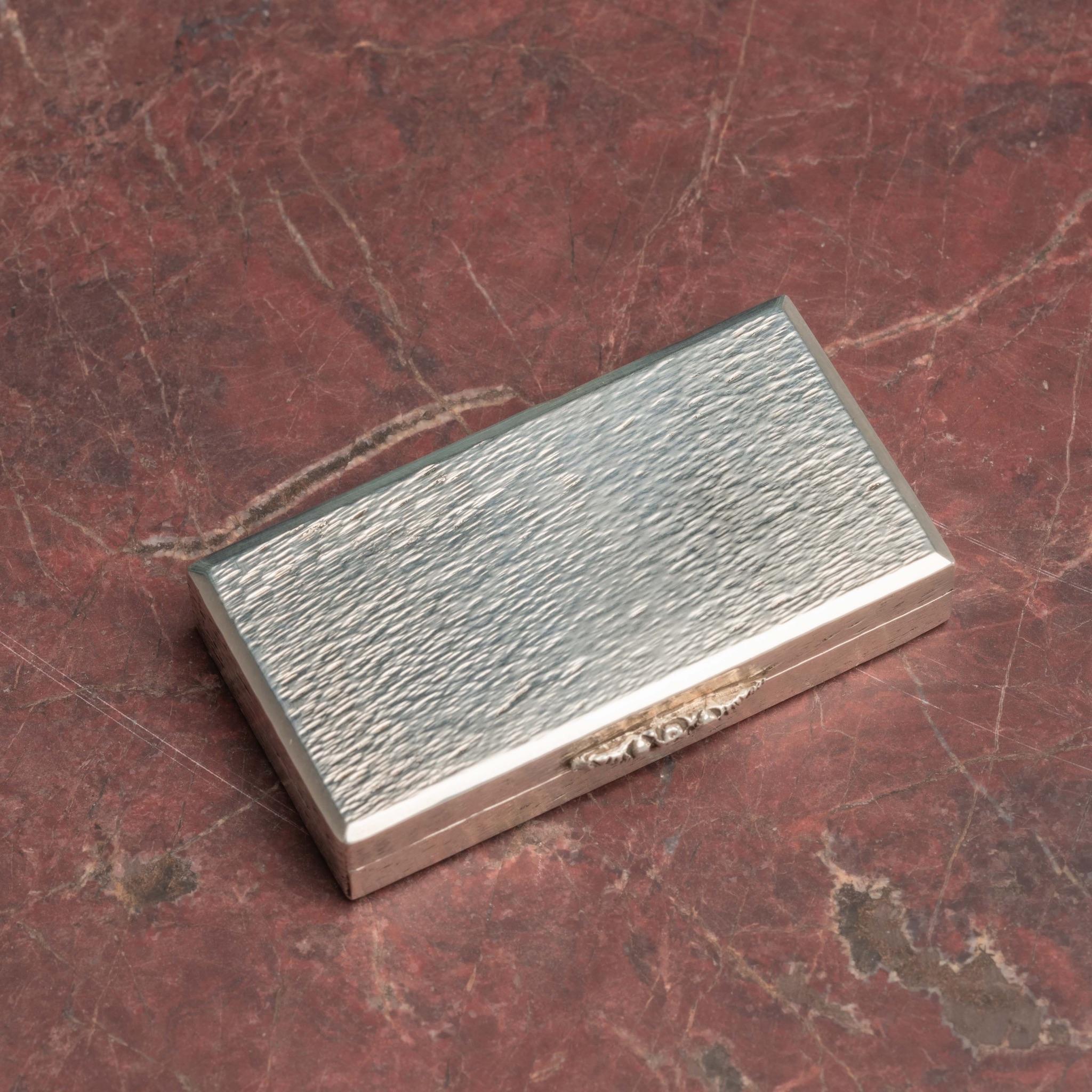 Late 20th Century Miniature Sterling Silver Box with Textured Finish, Hallmarked Birmingham, 1977 For Sale
