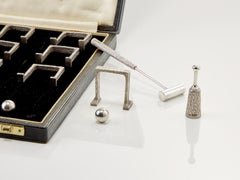 Miniature Sterling Silver Croquet Table Set by Christopher Lawrence, London 1975