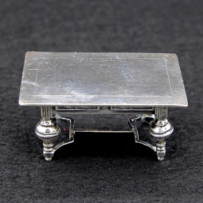 Miniature Sterling Silver Furniture from Paris. C1880 In Good Condition For Sale In Vancouver, British Columbia