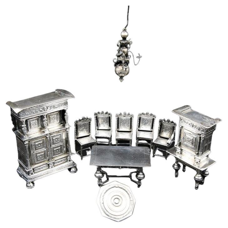 Miniature Sterling Silver Furniture from Paris. C1880 For Sale