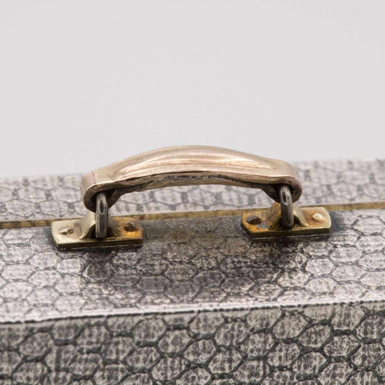 Miniature Sterling Silver Suitcase Box by Karel Bartosik, Hallmarked London 1983 9