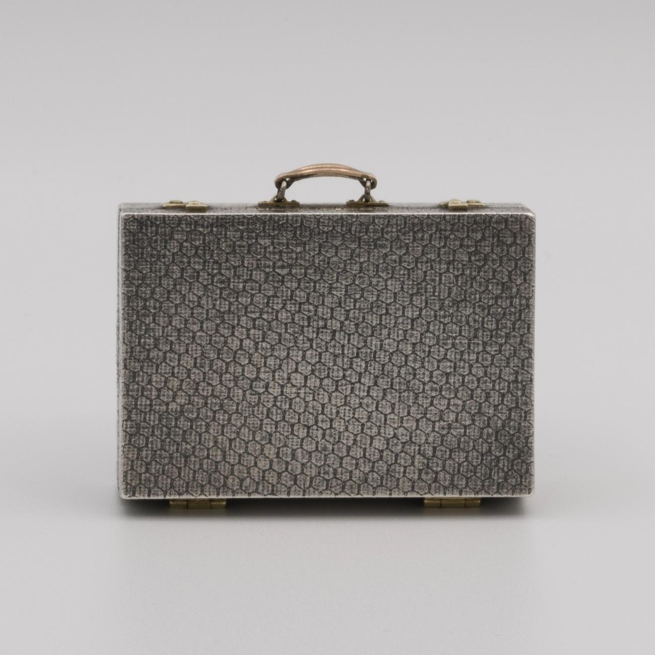 British Miniature Sterling Silver Suitcase Box by Karel Bartosik, Hallmarked London 1983