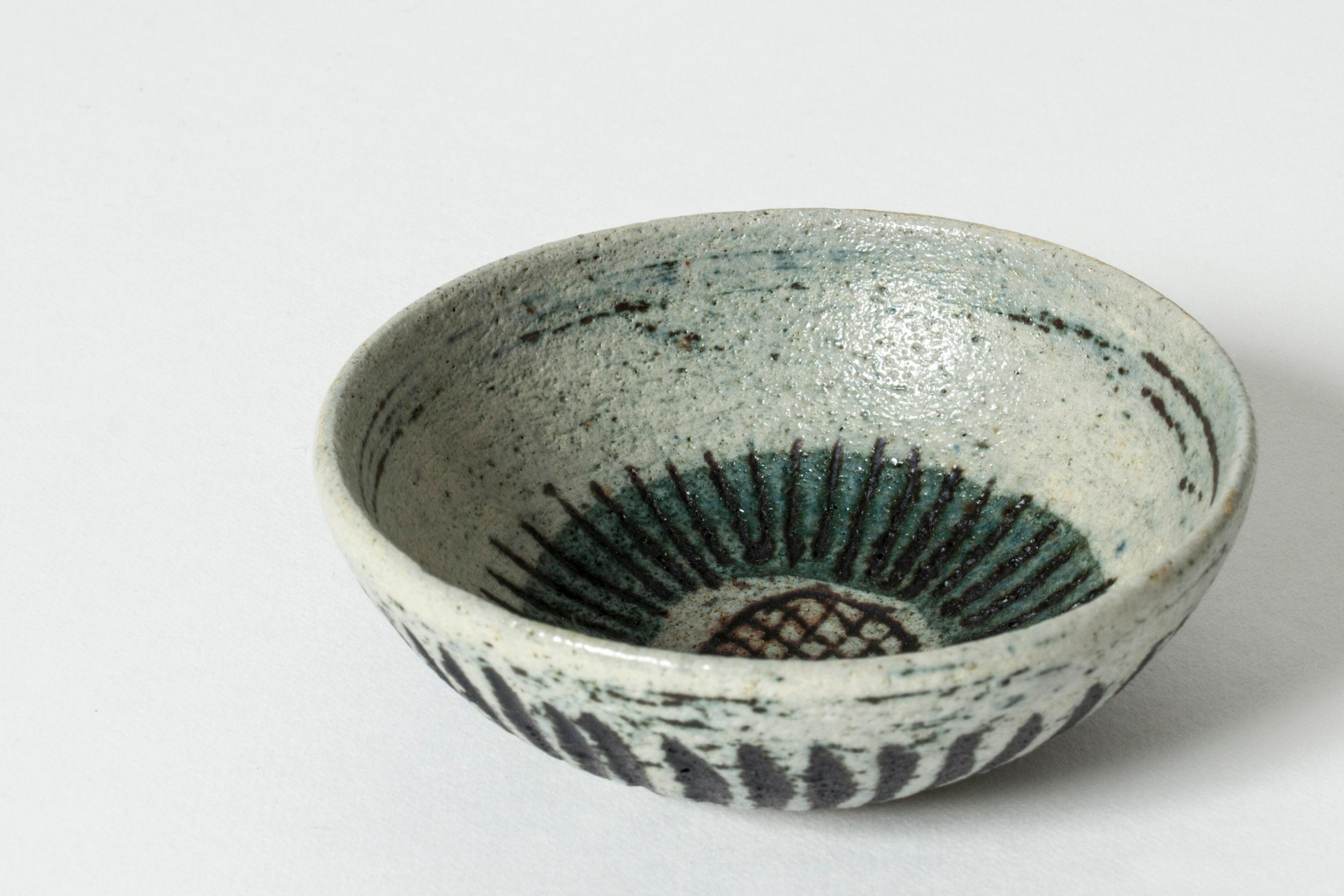 Scandinavian Modern Miniature Stoneware Bowl by Anders B. Liljefors, Gustavsberg, Sweden, 1950s