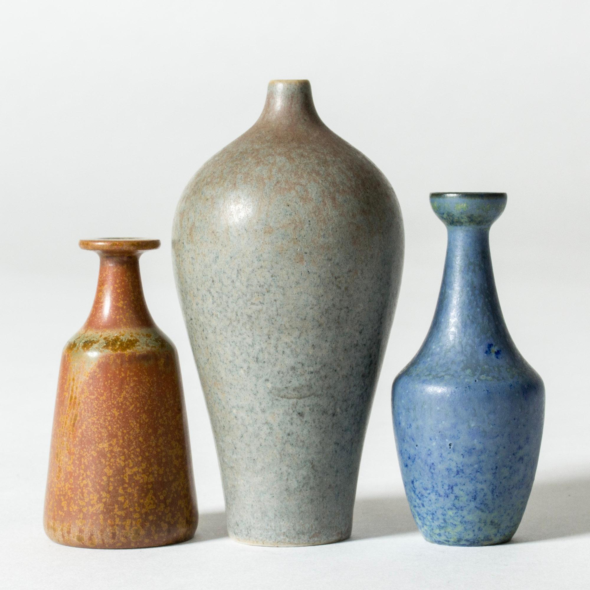 Scandinavian Modern Miniature Stoneware Vases by Gunnar Nylund for Rörstrand, Sweden, 1940s