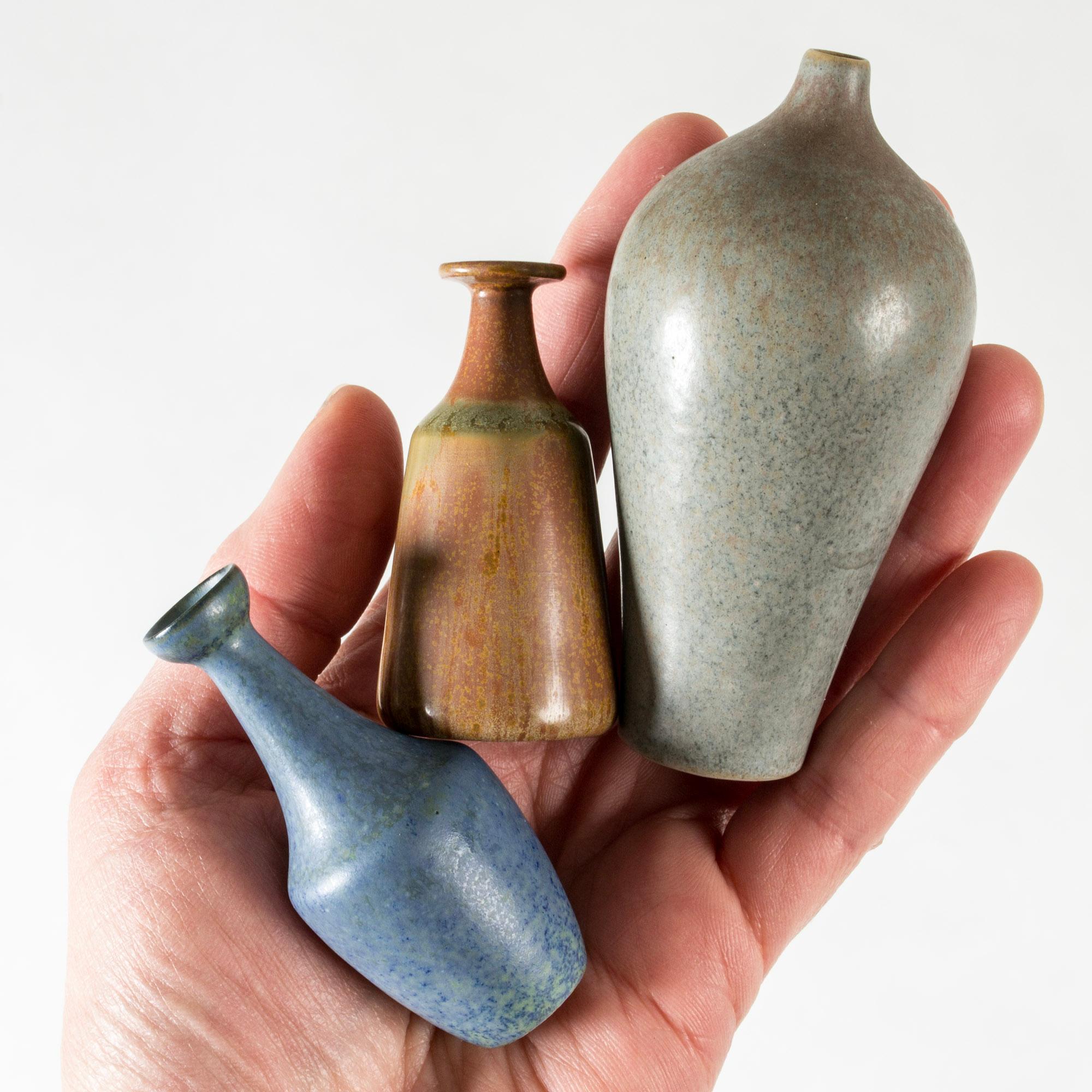 Mid-20th Century Miniature Stoneware Vases by Gunnar Nylund for Rörstrand, Sweden, 1940s