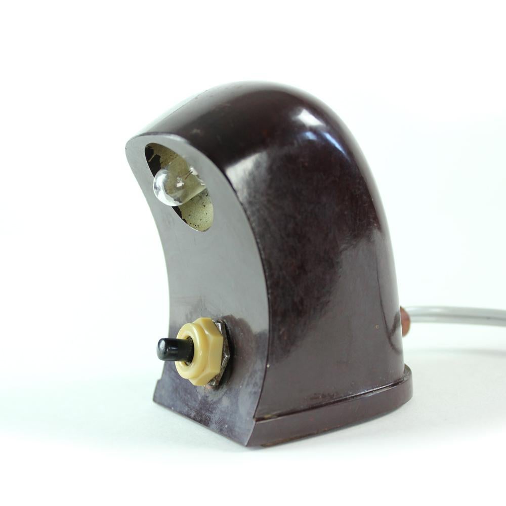 Miniature Table Lamp in Bakelite, Czechoslovakia, 1930s In Good Condition For Sale In Zohor, SK