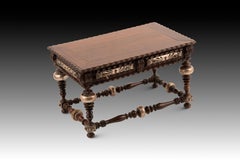 Miniature table. Wood, silver. Portugal, first half of the 20th century.