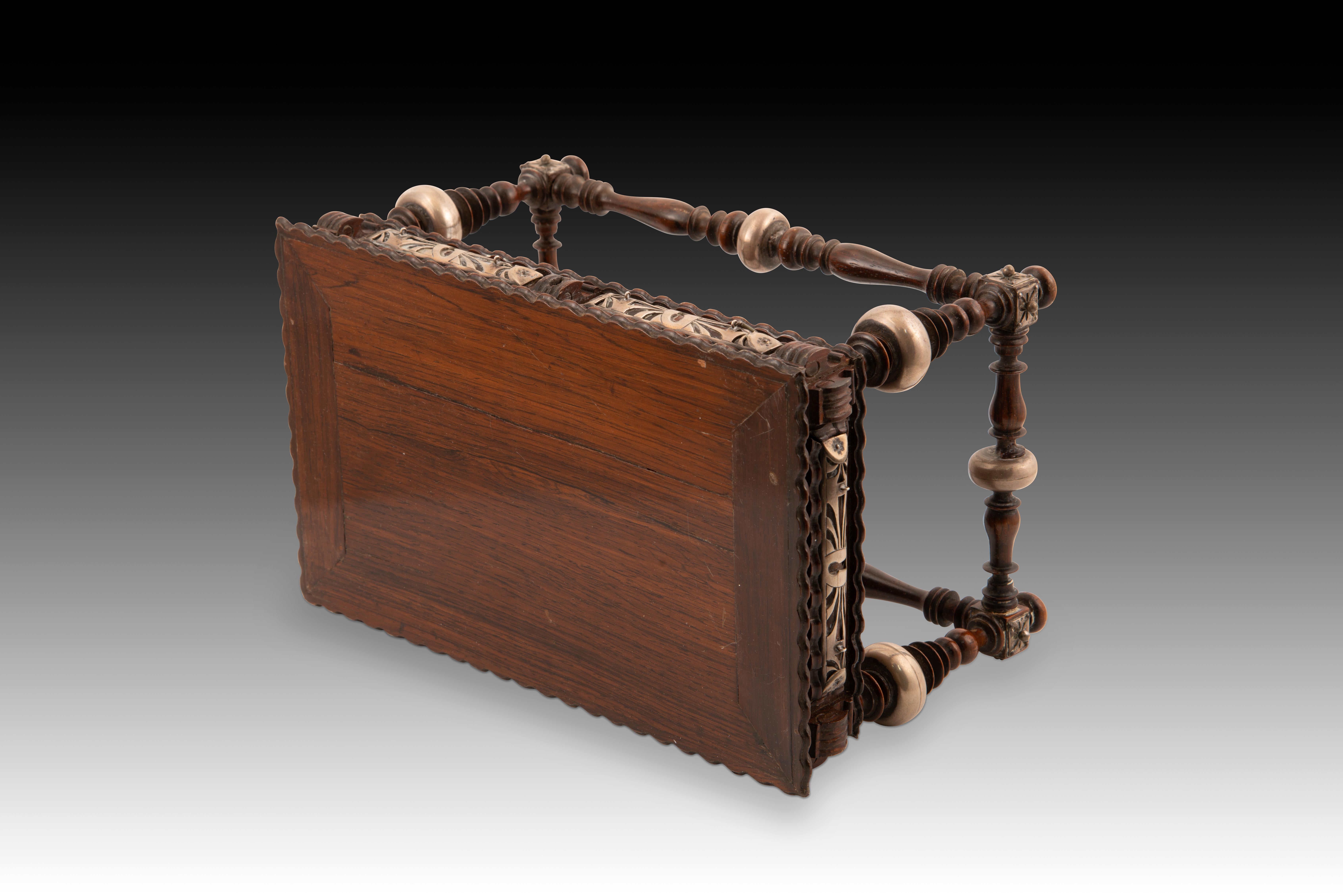 20th Century Miniature table. Wood, silver. Portugal, first half of the 20th century. For Sale