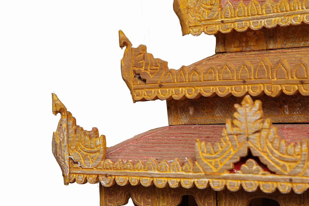 Burmese Hand-Carved Miniature Temple Model, Early 20th Century For Sale