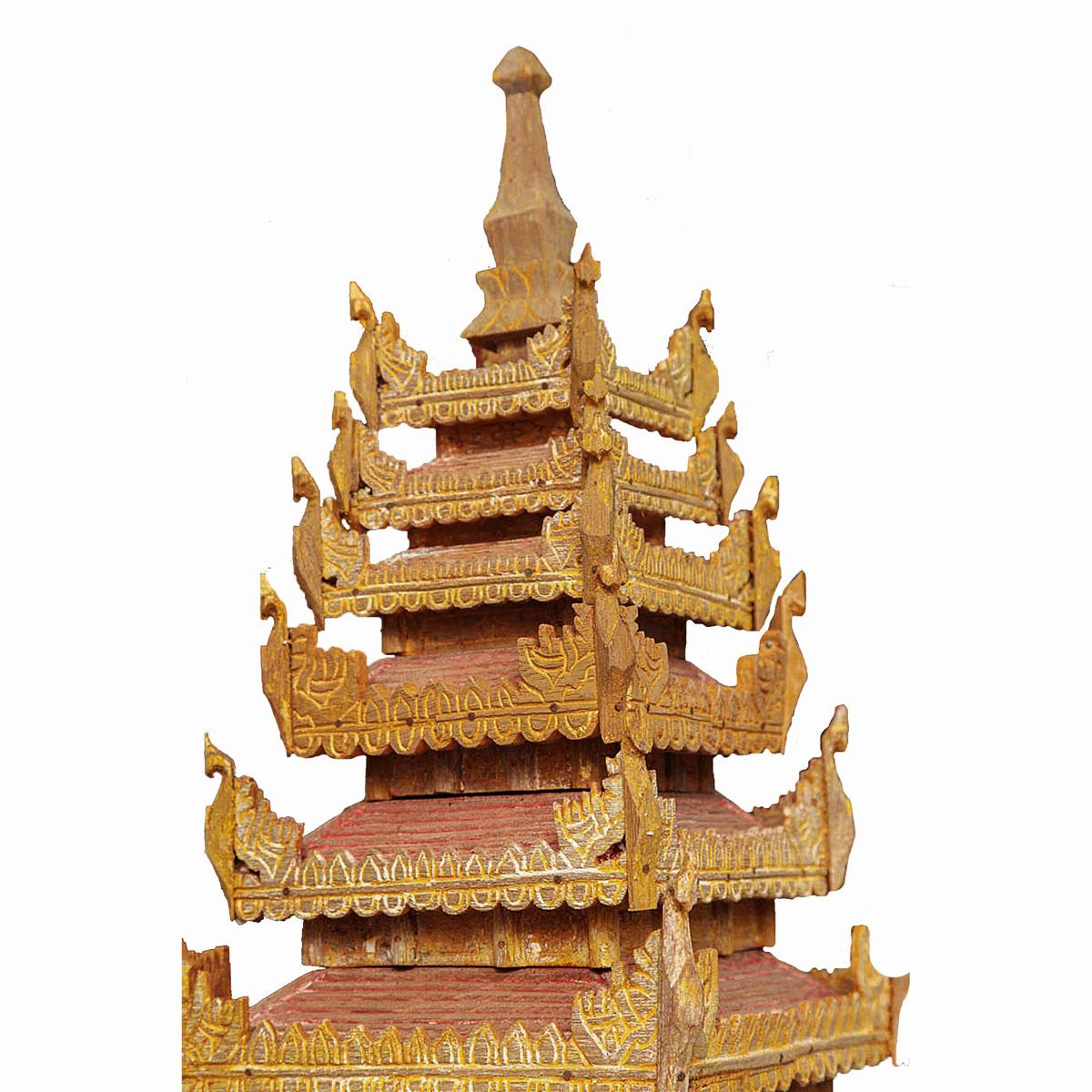 Hand-Carved Miniature Temple Model, Early 20th Century For Sale 1