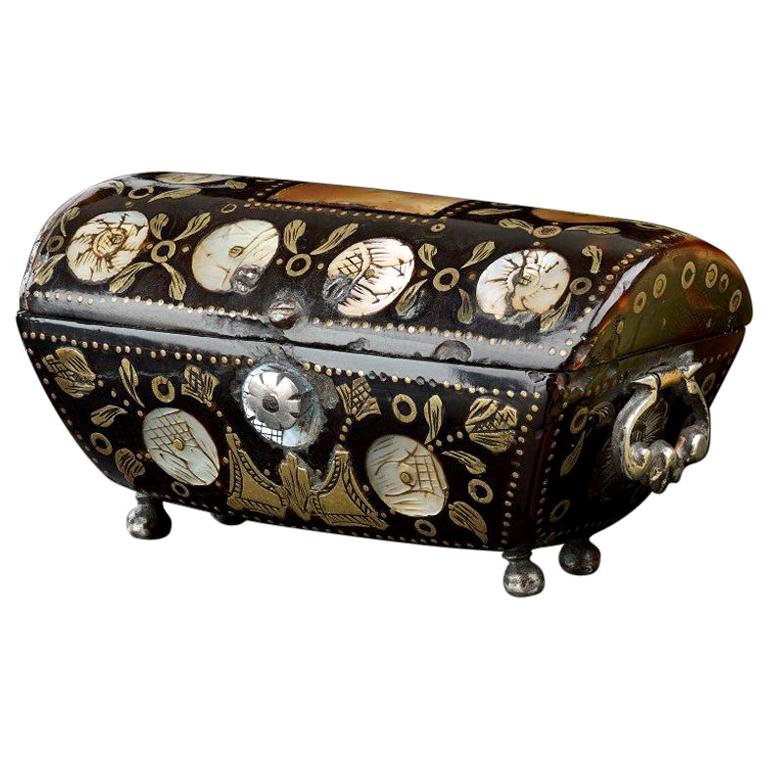 Miniature Tortoiseshell Casket in the Shape of a Cassone, circa 1650 For Sale