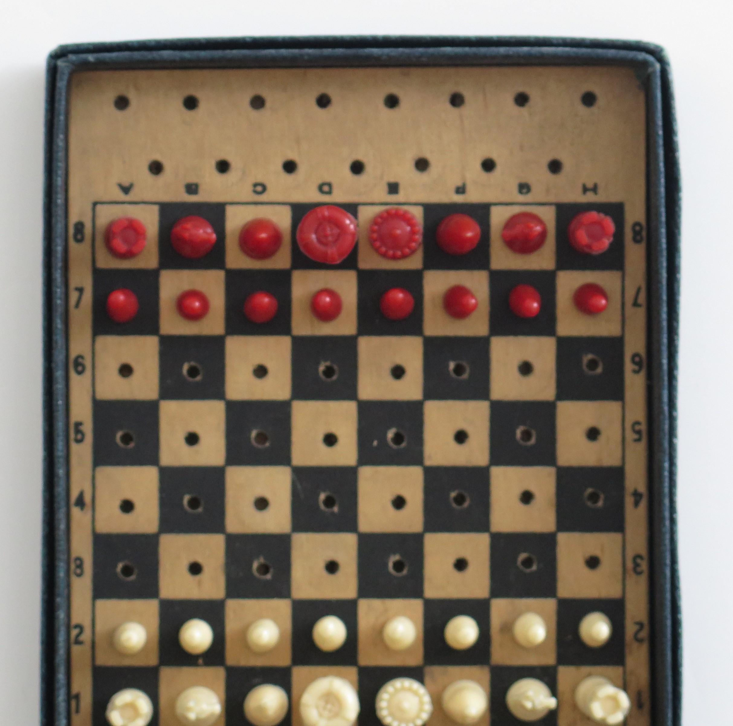 Miniature Travelling Chess Set Game by Jaques of London, Mid Century 3