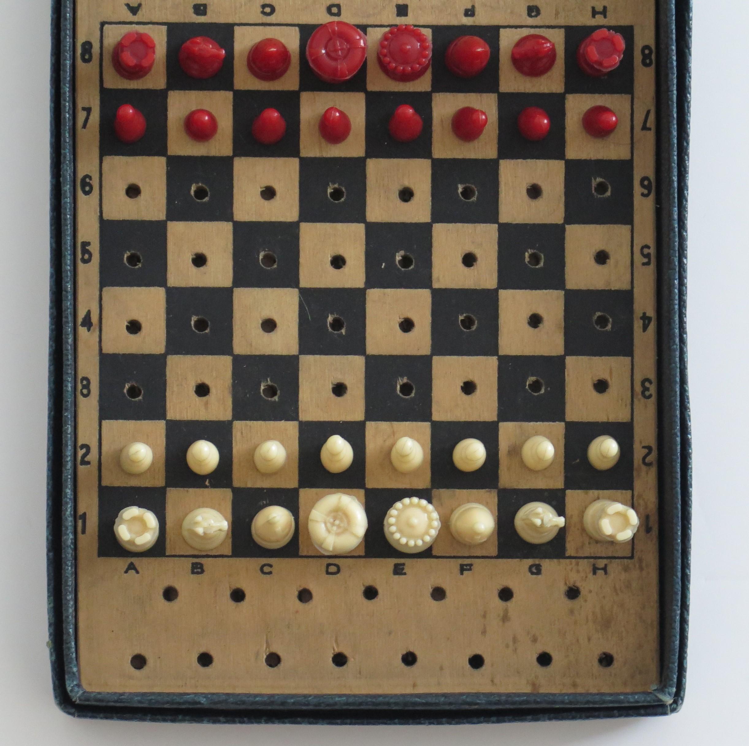 Miniature Travelling Chess Set Game by Jaques of London, Mid Century 4