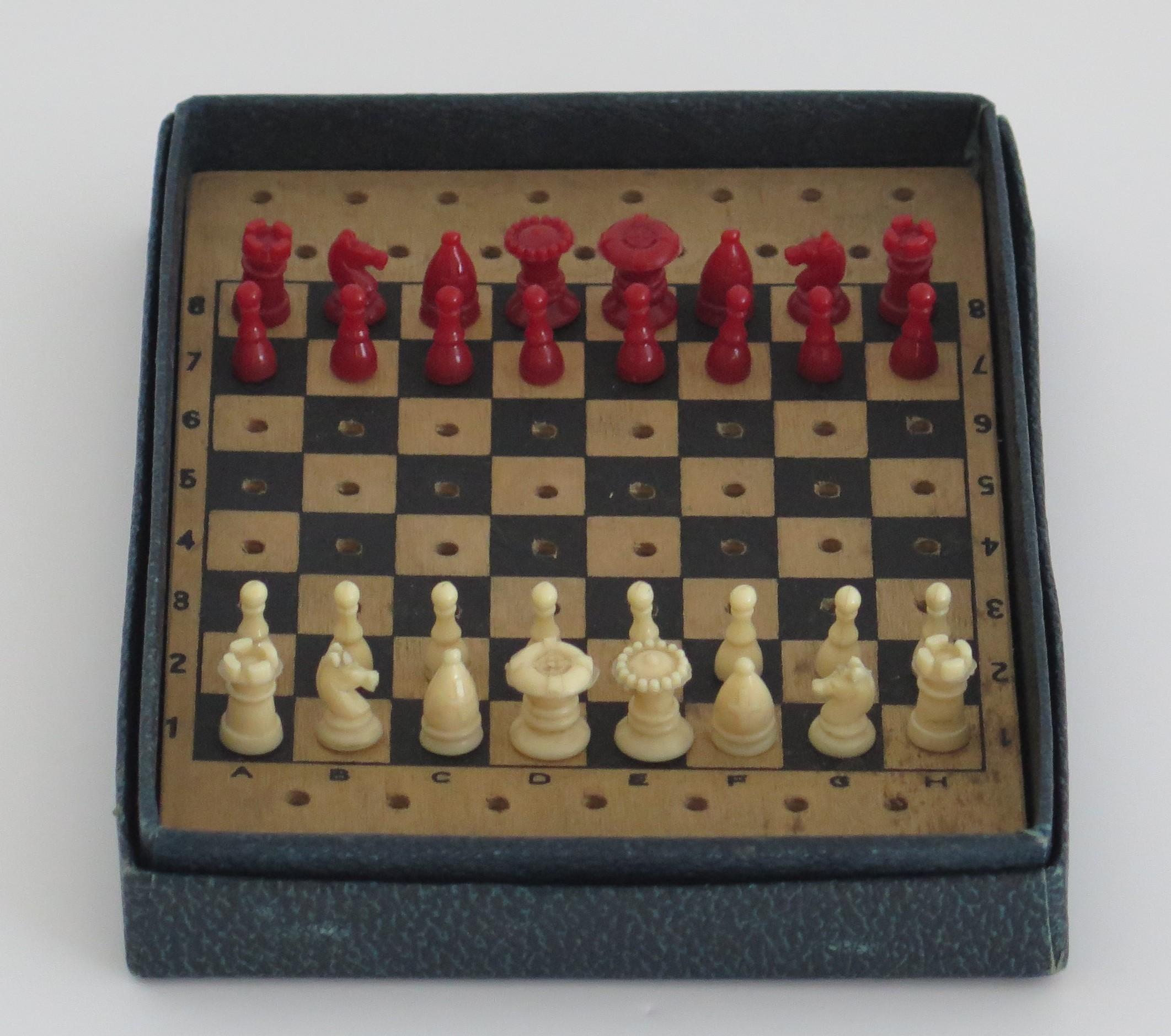 20th Century Miniature Travelling Chess Set Game by Jaques of London, Mid Century
