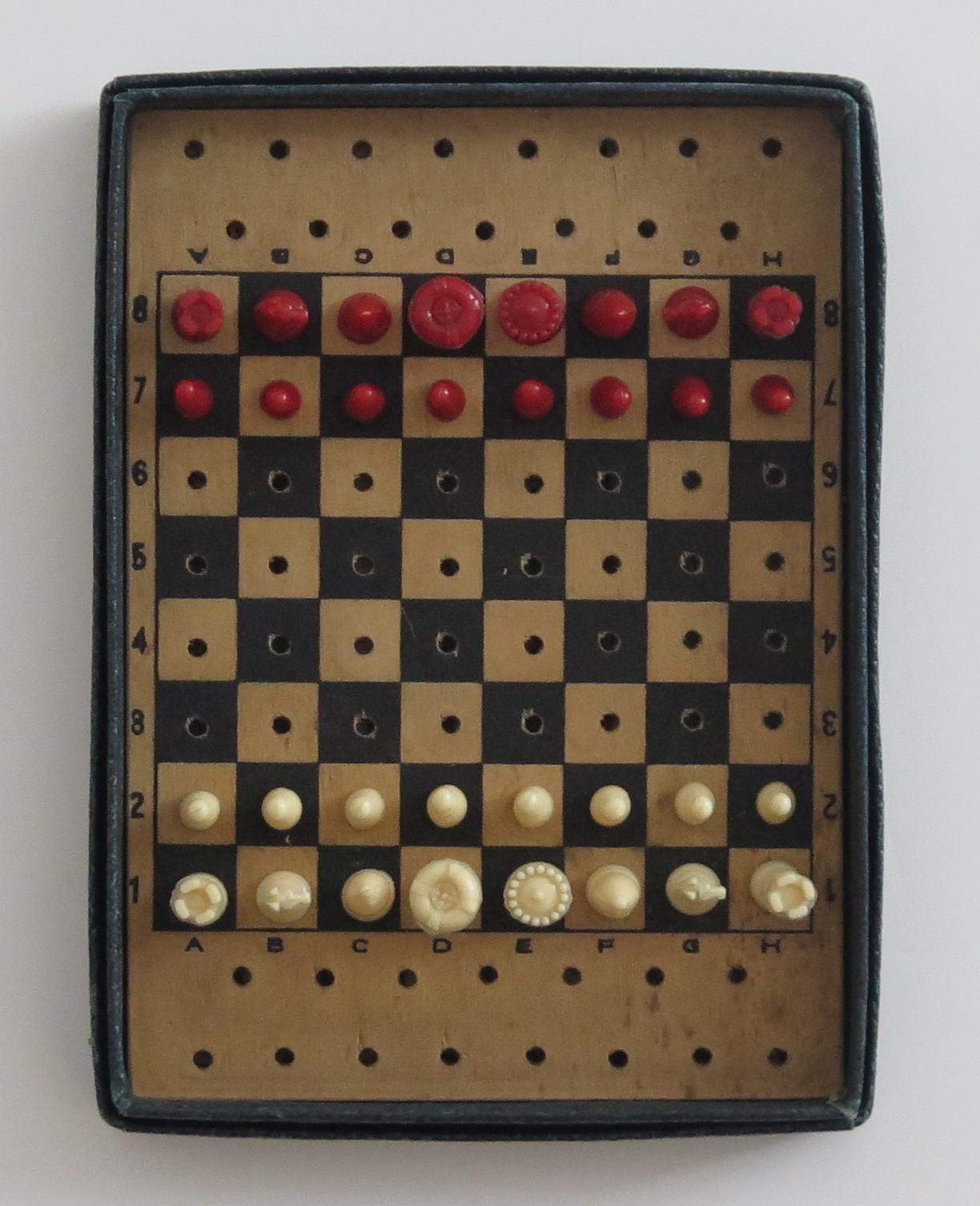 Miniature Travelling Chess Set Game by Jaques of London, Mid Century 2