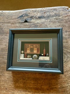 Miniature turned lathe vessels in a shadow box by Stephan Mark Paulson