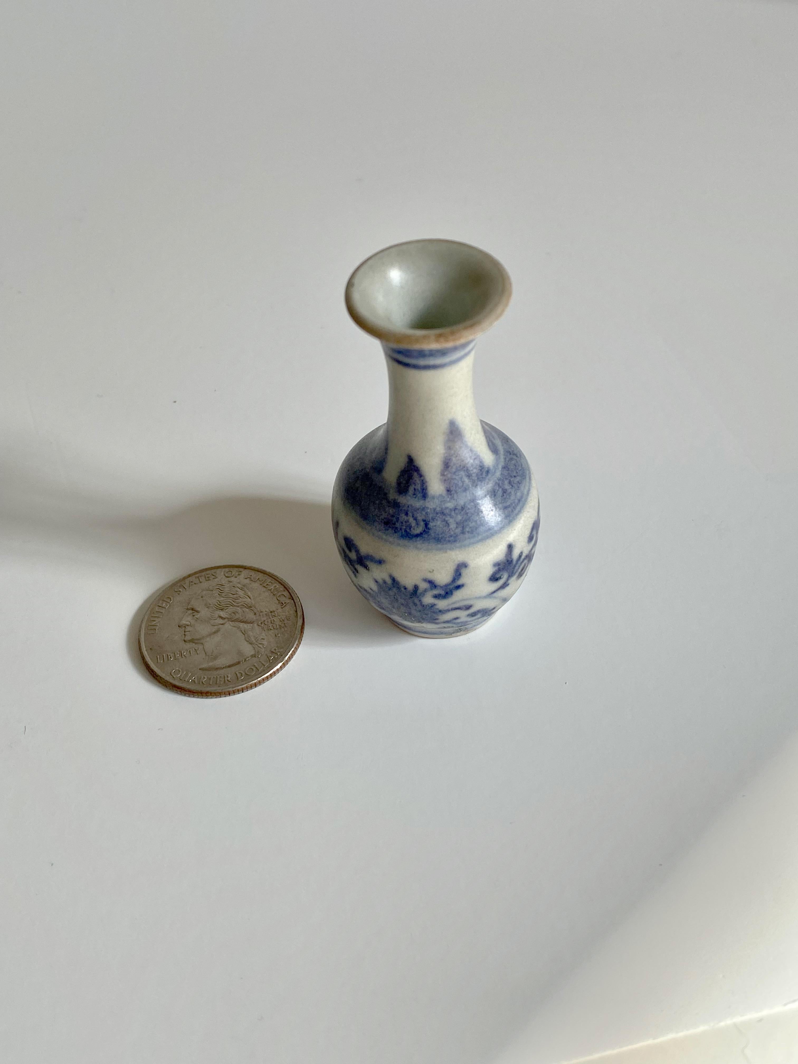 Hand-Painted Miniature Vase from Hatcher Collection with Flared Rim For Sale