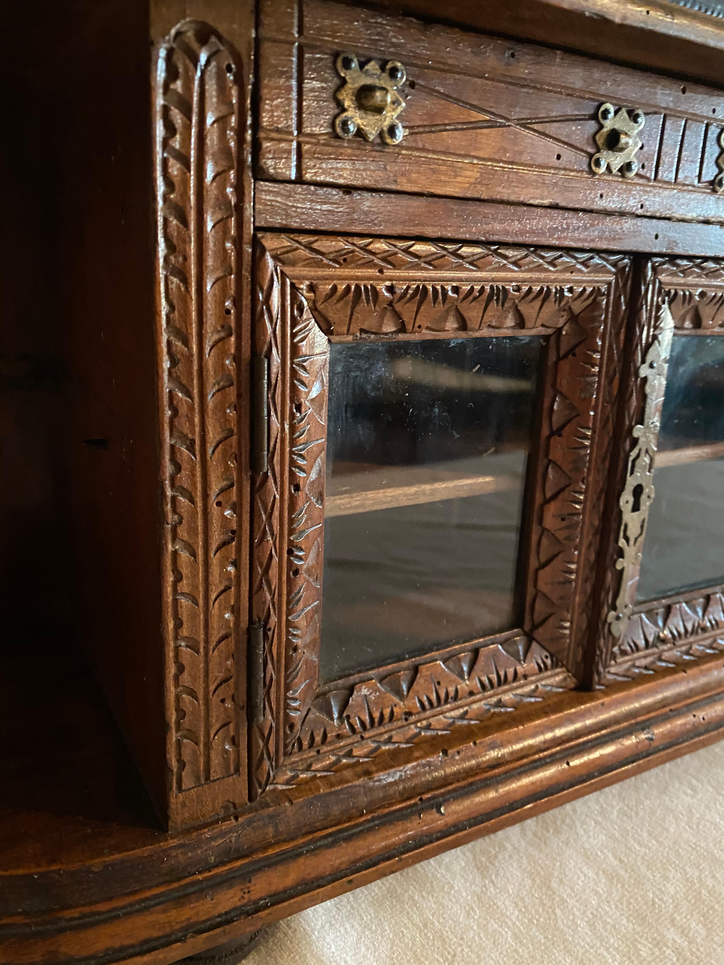 Miniature Victorian Hand Carved China Hutch, American, Sales Man's Sample 2