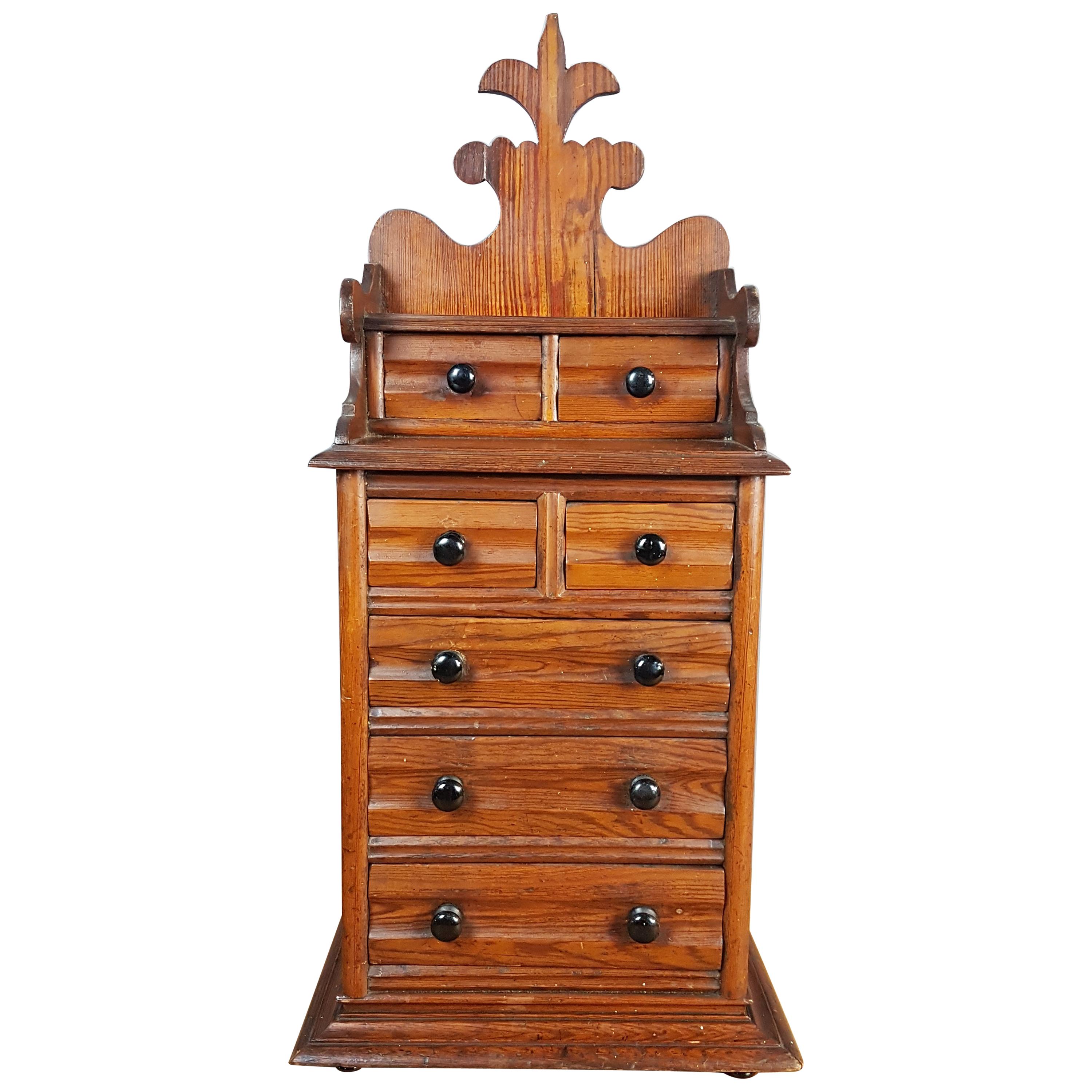 Miniature Victorian Pitch Pine Apprentice Chest of Drawers For Sale