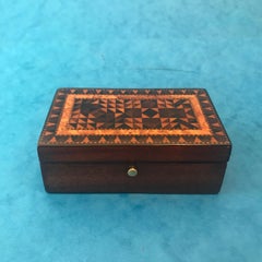 Miniature Victorian Tunbridge Ware Mahogany Inlaid Box
