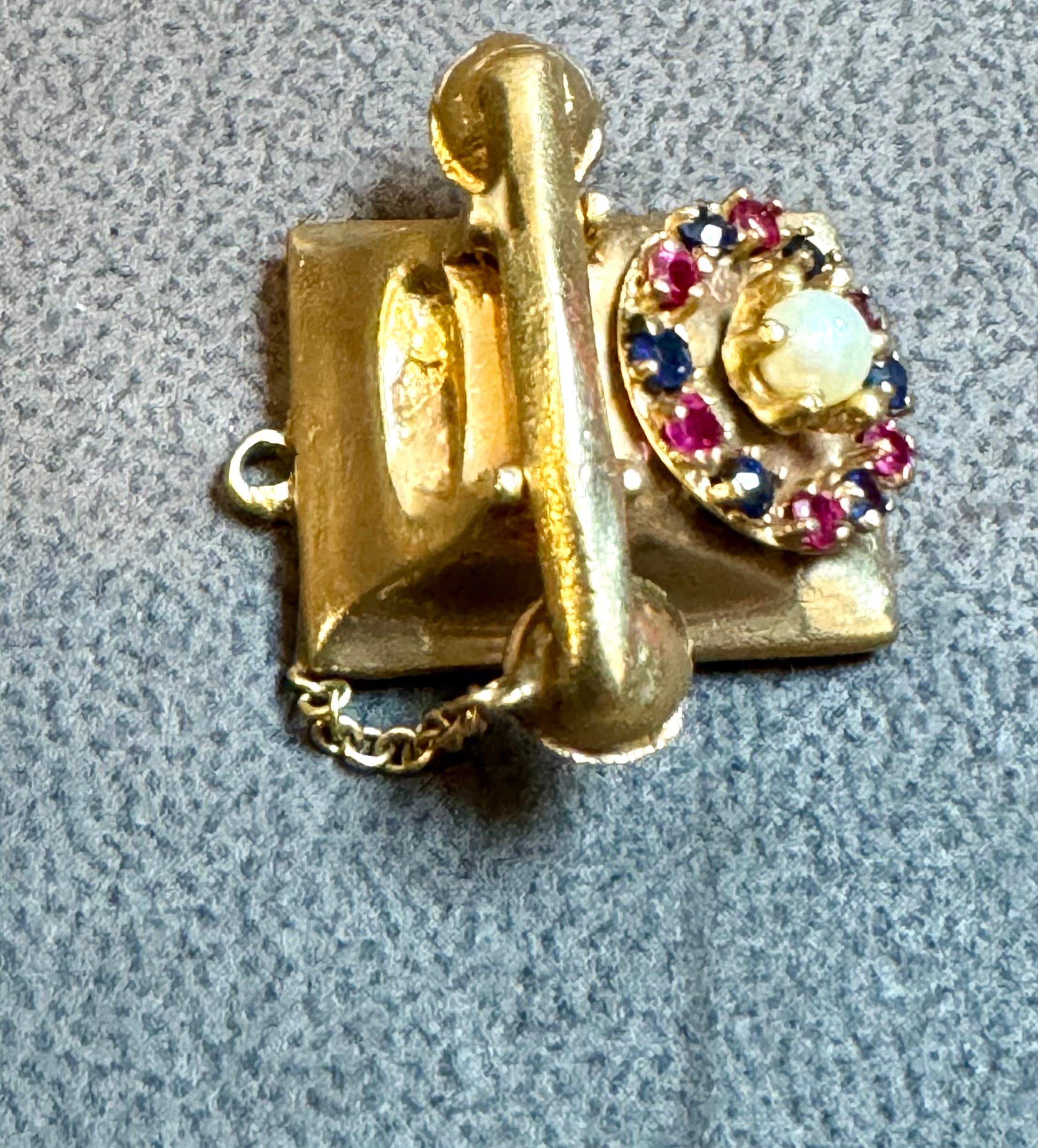 Miniature Vintage 1950s 14Kt Yellow Gold Retro Telephone Ruby , Sapphire & Pearl 6
