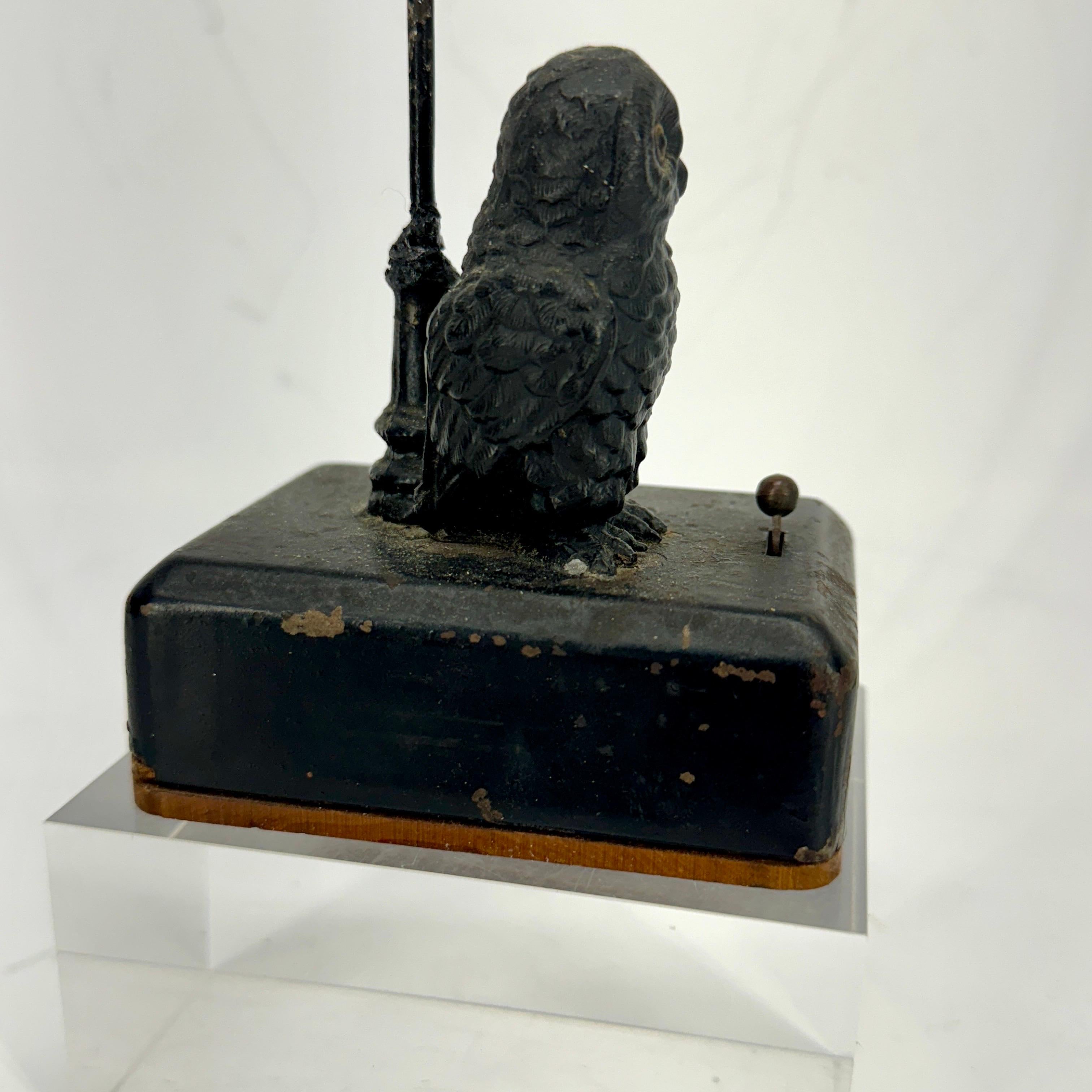 Miniature Vintage Decorative Owl and Street Lantern Table Light  For Sale 2