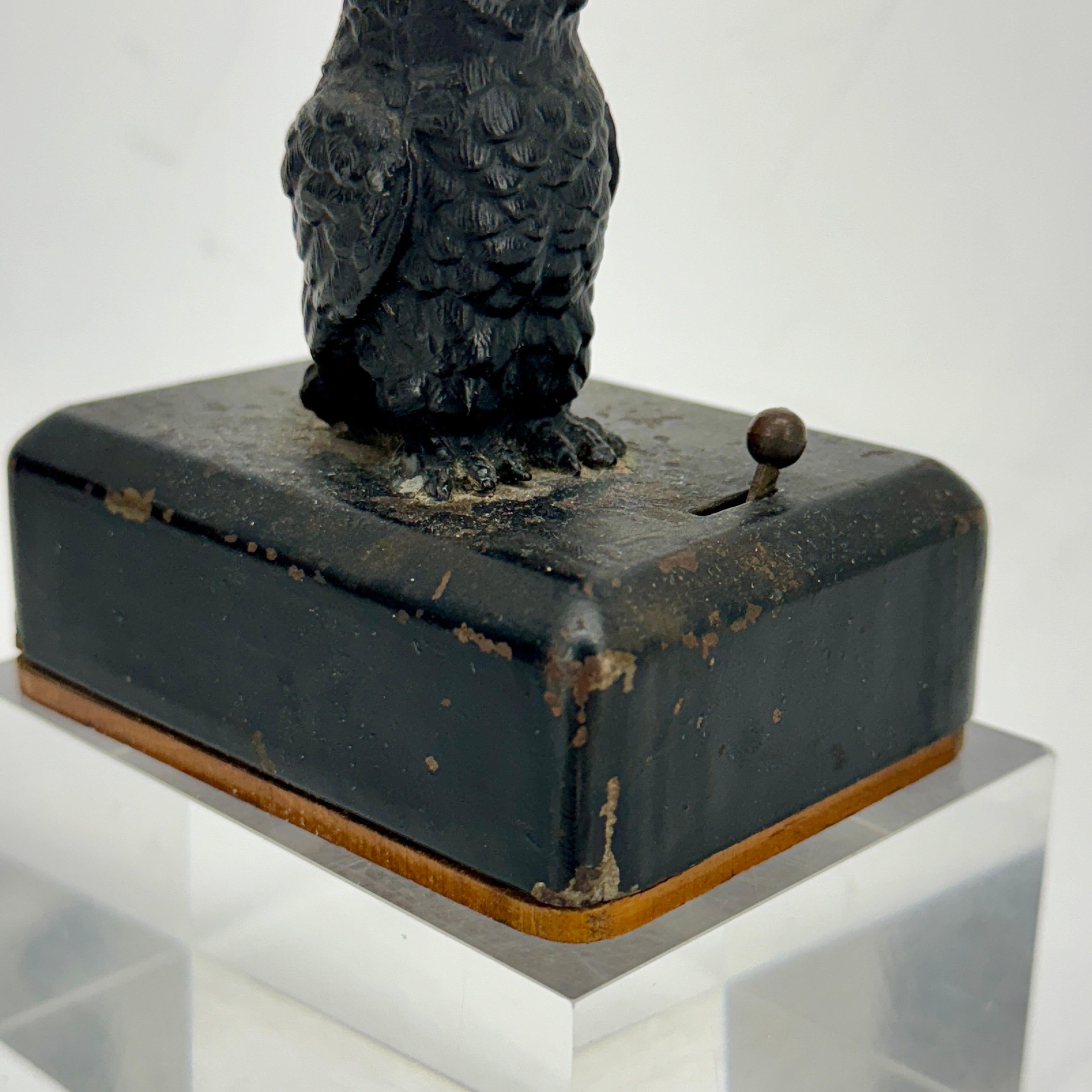Sheet Metal Miniature Vintage Decorative Owl and Street Lantern Table Light  For Sale