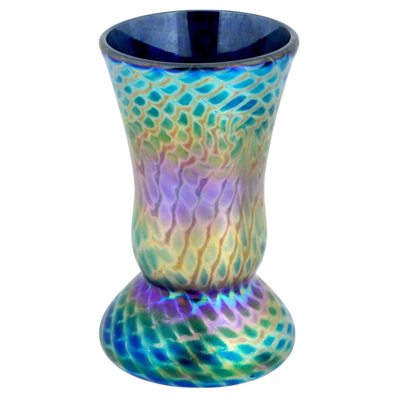 Miniature Vintage Iridescent Art Glass Vase