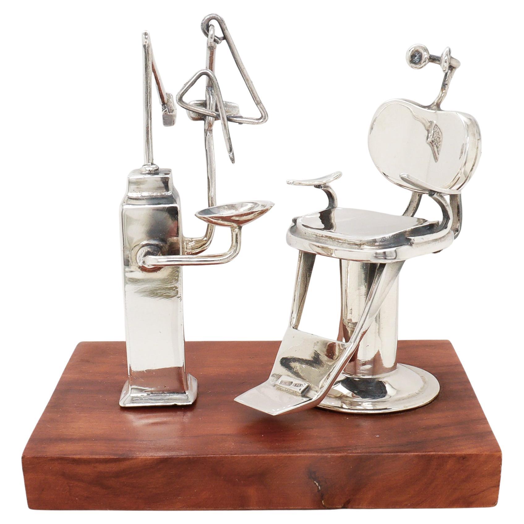 Miniature Vintage Italian Sterling Silver Dentist's Chair by La Medusa Oro