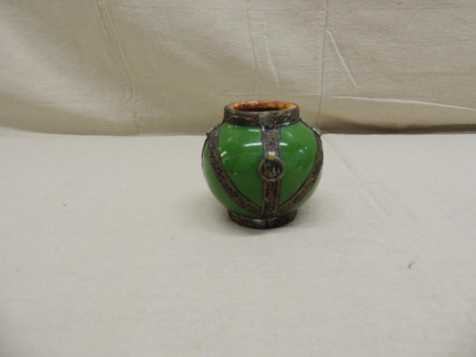 Moorish Miniature Vintage Moroccan Green Vase