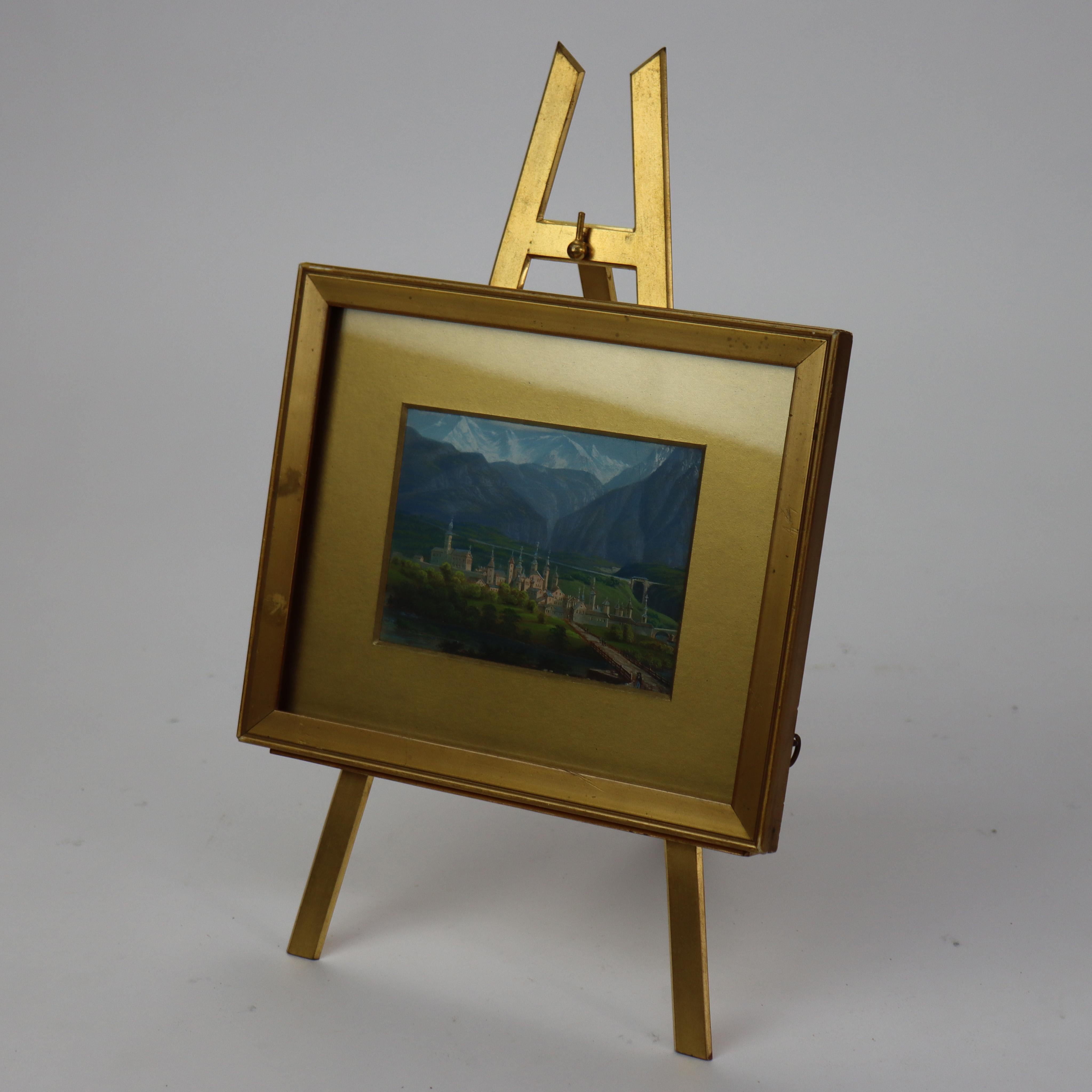 Miniatur-Aquarellgemälde eines italienischen Bergdorfs von Baker C1890 (19. Jahrhundert) im Angebot