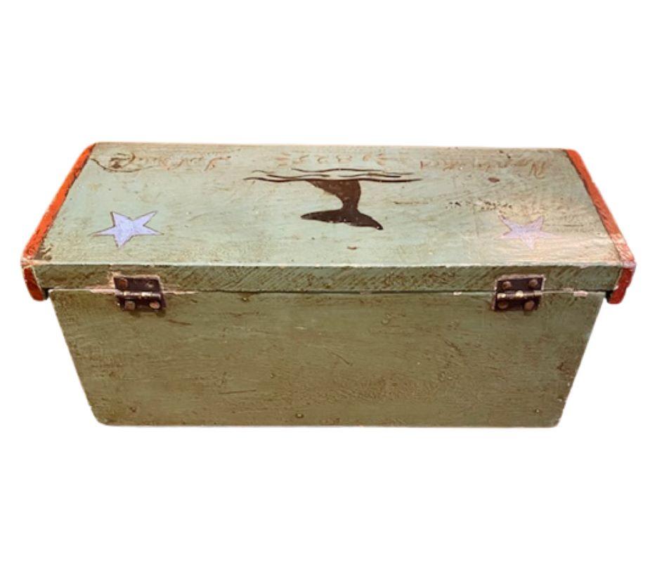 Hand-Crafted Miniature Whaling Decorated Sea Chest, circa 1920s